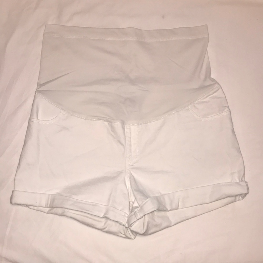 White maternity shorts